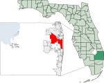 Map of Florida highlighting West Palm Beach